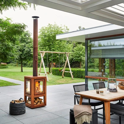 Quaruba XL Mobile Corten stål havepejs i stål | Biopejs-shop Quaruba XL Mobile havepejs